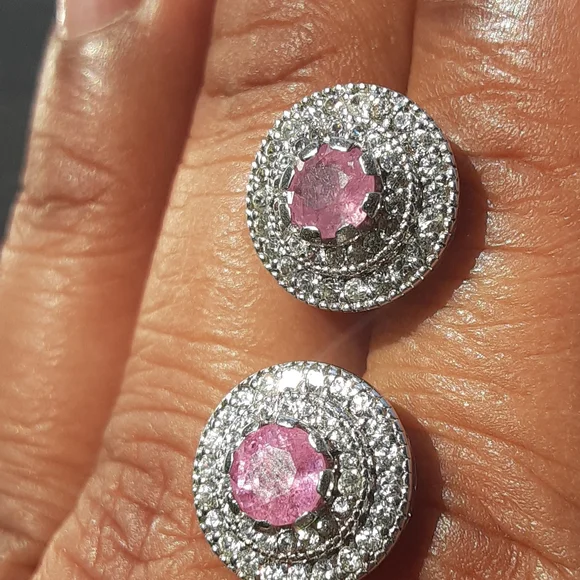 925 Genuine Pink Sapphire and White Zircons. Bride,  Mother-of-the Bride. - Picture 7 of 12